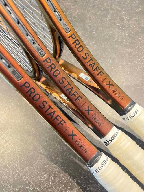 Set van 3 Wilson Pro Staff X v14 rackets - als nieuw, Sport en Fitness, Tennis, Zo goed als nieuw, Racket, Wilson, L3, Ophalen of Verzenden