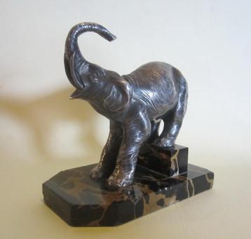 Art deco olifant, verzilverd metaal; Moreau, ca 1925