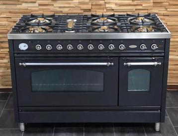 🔥Luxe Fornuis Boretti 120 cm antraciet + rvs 7 pits 2 ovens beschikbaar voor biedingen