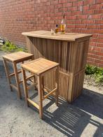 Bar in teak, Huis en Inrichting, Barren, Ophalen, Zo goed als nieuw, Inclusief barstoelen