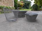 Twee zinken kuipen en één mand, Tuin en Terras, Ophalen, Gebruikt, Rond, Overige materialen