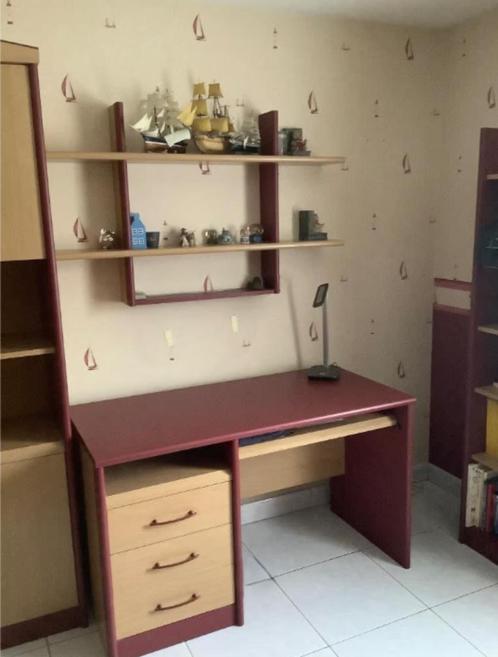 Handige bureau met 3 lades in massief beukenhout, Huis en Inrichting, Bureaus, Gebruikt, Bureau, Ophalen