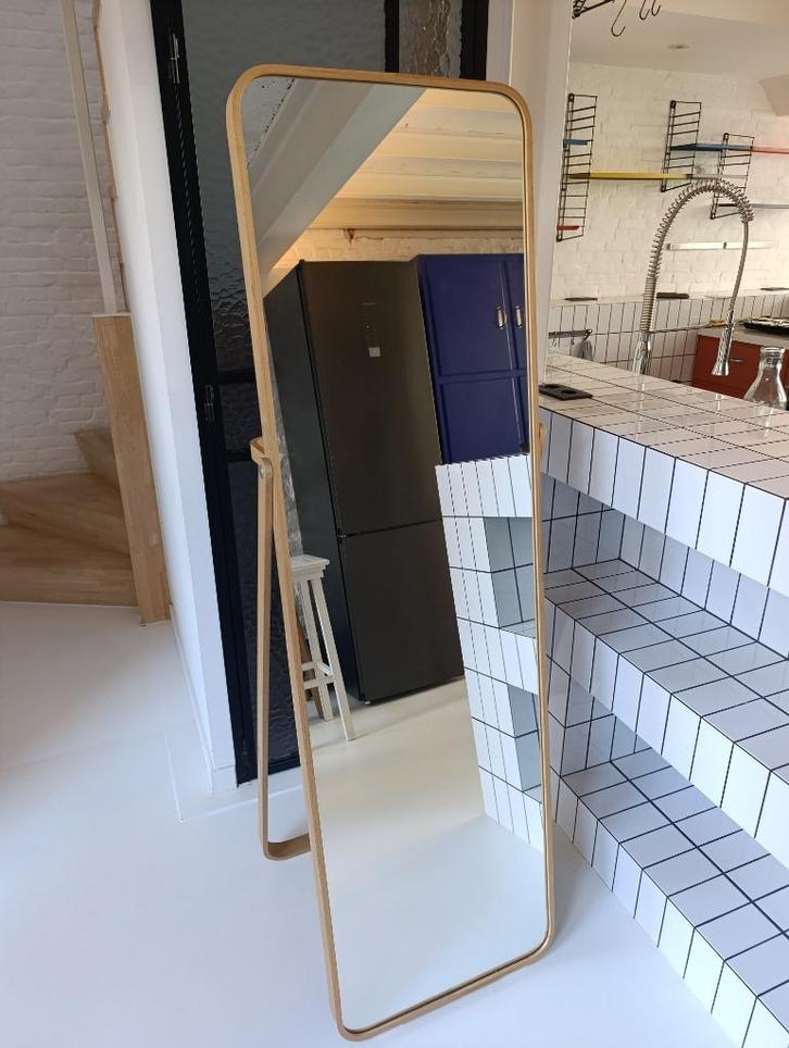 2 houten staande spiegels - samen/apart te koop, Huis en Inrichting, Woonaccessoires | Spiegels, Zo goed als nieuw, Minder dan 50 cm