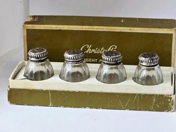 Christofle 4 zoutvaatjes met zilveren top beschikbaar voor biedingen