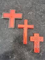 Vintage set van 3 keramische kruisbeelden jaren 60, Antiek en Kunst, Antiek | Keramiek en Aardewerk, Ophalen of Verzenden