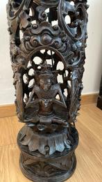 carved indische lamp met lampkap in koehuid, Ophalen