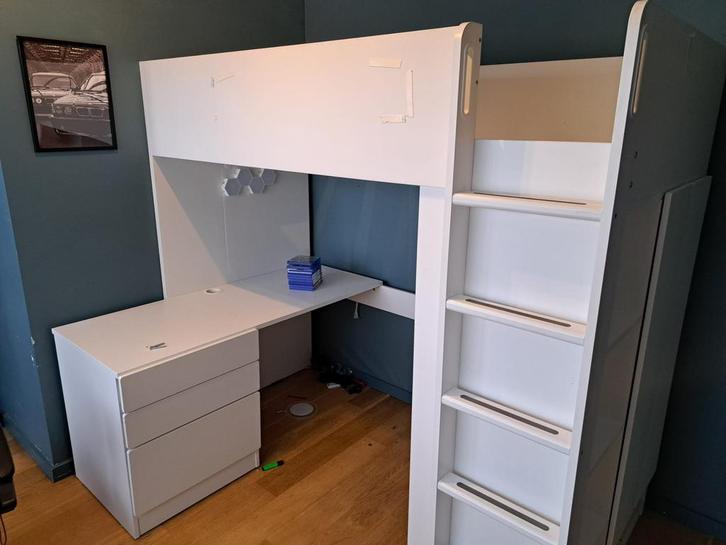 Hoogslaper met bureau, Huis en Inrichting, Slaapkamer | Complete slaapkamers, Gebruikt, Eenpersoons, Ophalen