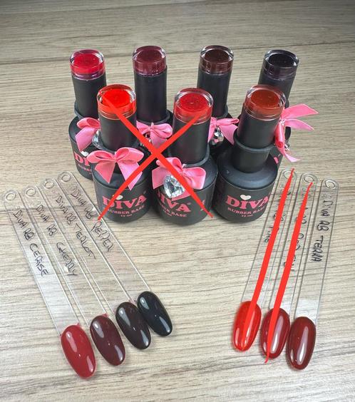 5 flesjes Diva Gellak rubberbase Red collectie, Handtassen en Accessoires, Uiterlijk | Cosmetica en Make-up, Nieuw, Make-up, Handen en Nagels