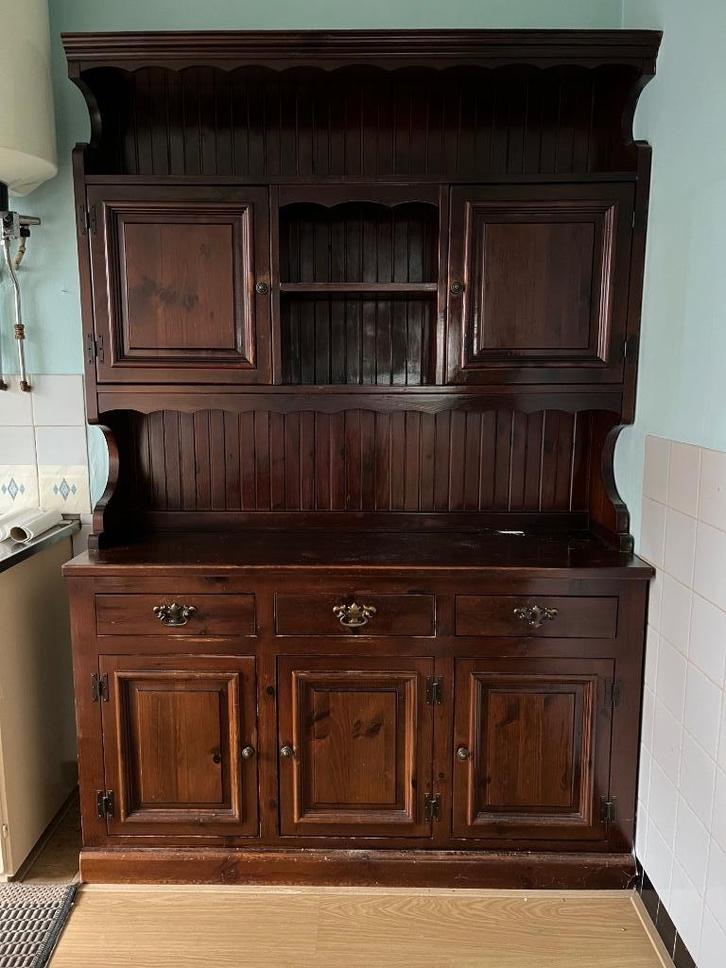 Donkerbruine  houten buffetkast, Maison & Meubles, Armoires | Buffets, Utilisé, 200 cm ou plus, 150 à 200 cm, 25 à 50 cm, Avec tiroir(s)