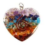 Orgone hartvormige chakrahanger met spiraal, Nieuw, Ophalen of Verzenden, Wit