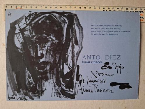Originele tekening met nieuwjaarswensen Anto Diez, Antiek en Kunst, Kunst | Tekeningen en Fotografie, Ophalen of Verzenden