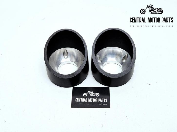 4 inch Endcaps slashed cut zwart Jekill and Hyde, Motoren, Onderdelen | Harley-Davidson, Nieuw, Ophalen of Verzenden