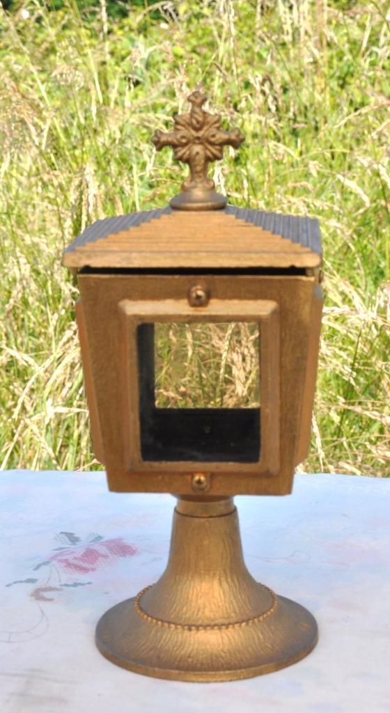 lanterne religieuse en bronze sur pied, Antiek en Kunst, Antiek | Religieuze voorwerpen, Ophalen of Verzenden