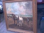 Schilderij Ploegende paarden  G KELLER Daterend van 1979, Ophalen