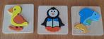 Samen = 3 houten puzzel  : Eendje - Pinguin - Dolfijn, Ophalen, Gebruikt