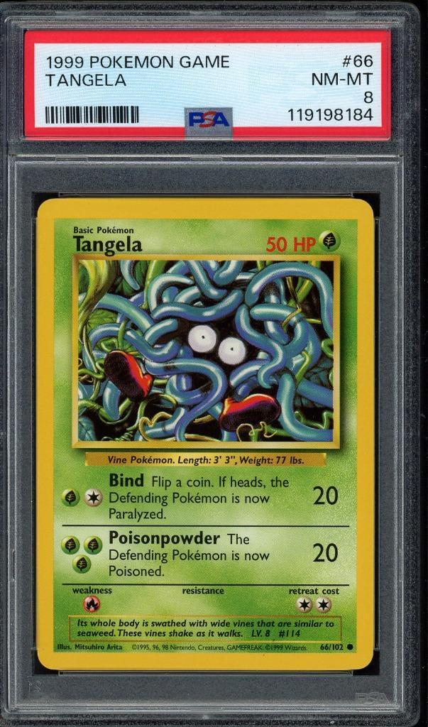 Tangela PSA 8 - 66/102 - Base Set 1999, Hobby en Vrije tijd, Verzamelkaartspellen | Pokémon, Zo goed als nieuw, Losse kaart, Ophalen of Verzenden