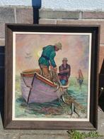 huile sur panneau pecheur signe lode oteis, Antiek en Kunst, Kunst | Schilderijen | Klassiek, Ophalen of Verzenden