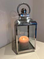 Lantaarn in zilver en glas, Huis en Inrichting, Ophalen, Zo goed als nieuw