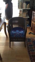 Chaise / fauteuil osier avec coussin, Riet of Rotan, Gebruikt