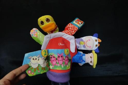 Chicco handpop vingerpop speelhandschoen boerderij, Kinderen en Baby's, Speelgoed | Babyspeelgoed, Gebruikt, Overige typen, Met geluid