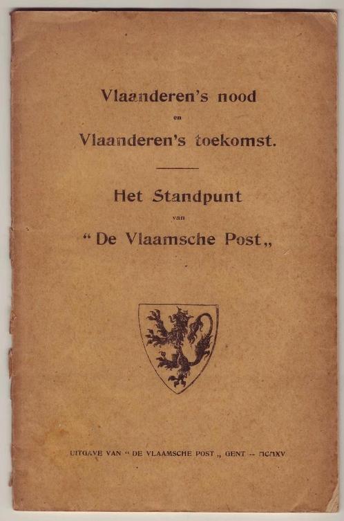 Vlaanderen's nood en Vlaanderen's toekomst (Leo Picard), Livres, Histoire & Politique, Utilisé, 20e siècle ou après, Enlèvement ou Envoi
