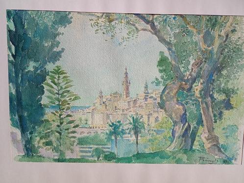 Léon Pringels - Aquarel Antibes 1971, Antiek en Kunst, Kunst | Schilderijen | Klassiek, Ophalen