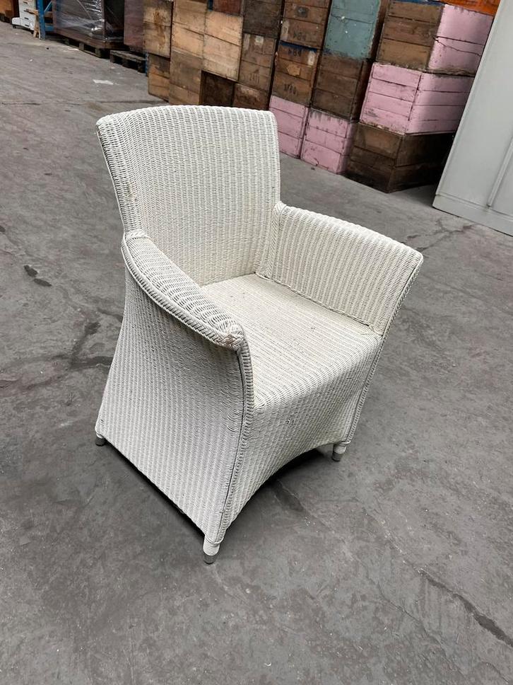 set van 6 Witte rotan armstoelen - LLoyd Loom Collection, Huis en Inrichting, Stoelen, Gebruikt, Vijf, Zes of meer stoelen, Riet of Rotan