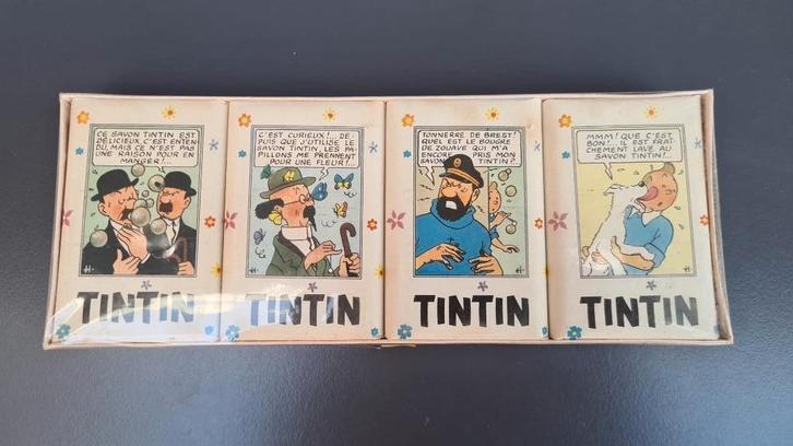 Kuifje Tintin, Savon, zeep, set in originele verpakking 1950, Verzamelen, Stripfiguren, Gebruikt, Gebruiksvoorwerp, Kuifje, Ophalen of Verzenden