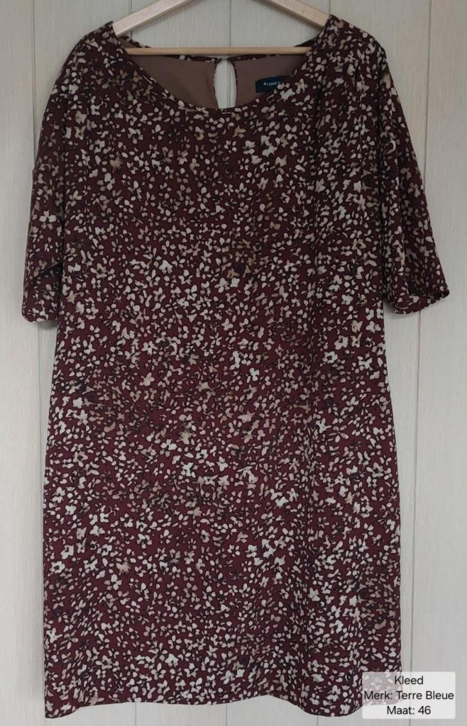 Kleed dames: Terre Bleue maat 46 (NIEUWSTAAT), Kleding | Dames, Jurken, Nieuw, Maat 46/48 (XL) of groter, Bruin, Ophalen of Verzenden
