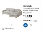 Sorvallen zetel met bijhorende poef - Veel opbergruimte, Huis en Inrichting, 250 tot 300 cm, Gebruikt, 100 tot 125 cm, Driepersoons