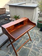 Bureau compact en bois d'acajou et cuir marron, Maison & Meubles, Bureaux, Enlèvement