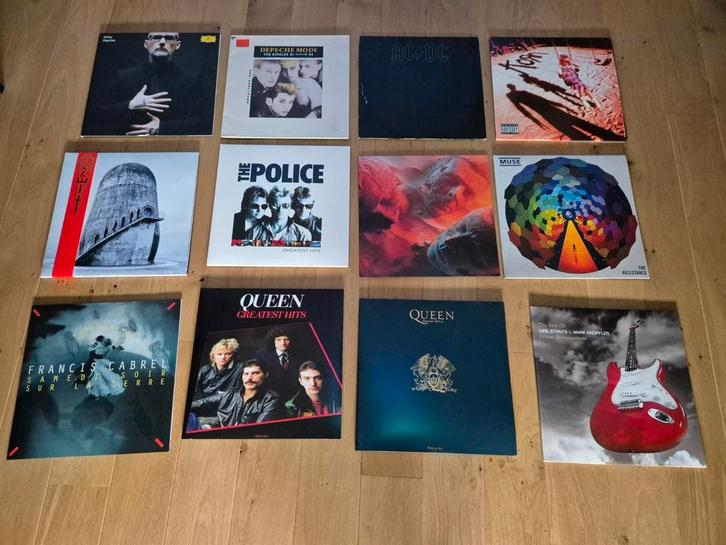 Lot 12 vinyles avec valise de rangement, Cd's en Dvd's, Vinyl | Rock, Zo goed als nieuw, Ophalen of Verzenden
