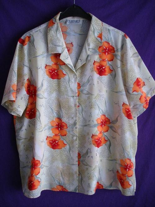 Fleurige zomerblouse met korte mouwen., Kleding | Dames, Blouses en Tunieken, Gedragen, Maat 46/48 (XL) of groter, Groen, Ophalen of Verzenden