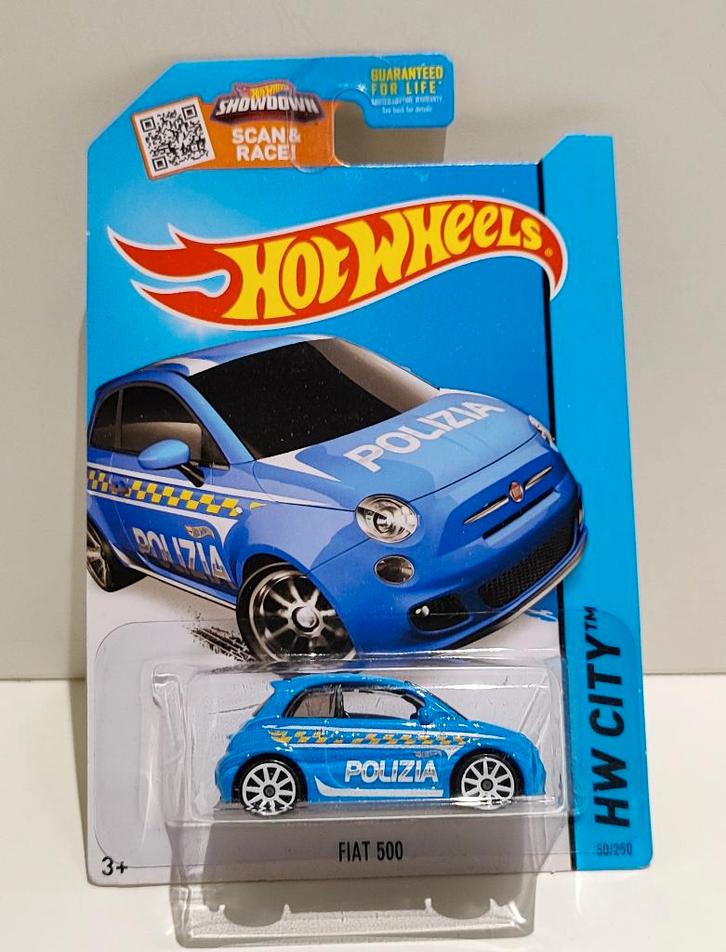 Hot Wheels Treasure Hunt Fiat 500 Polizia (2013) Zeldzaam!, Hobby en Vrije tijd, Modelauto's | Overige schalen, Ophalen of Verzenden