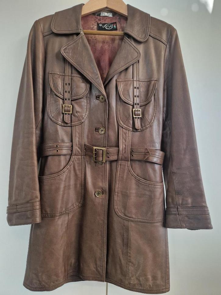 Damesjas leder nieuwe staat maat M/L, Kleding | Dames, Jassen | Winter, Zo goed als nieuw, Maat 38/40 (M), Bruin, Ophalen of Verzenden