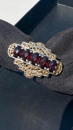 Art nouveau granaten ring, Handtassen en Accessoires, Antieke sieraden, Ophalen of Verzenden, Zilver, Ring, Verguld