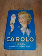 Blikken bordje Carolo Pils 1958, Collections, Marques & Objets publicitaires, Utilisé, Enlèvement ou Envoi
