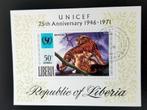Liberia 1971 - wilde dieren - Bengaalse tijger - BLOK, Ophalen of Verzenden, Overige landen, Gestempeld