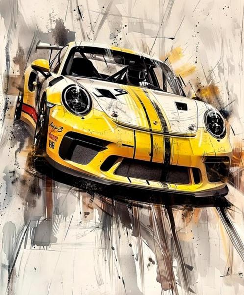 Porsche | Janzel Medina | Giclee Print | Limited Edition, Antiek en Kunst, Kunst | Schilderijen | Modern, Verzenden
