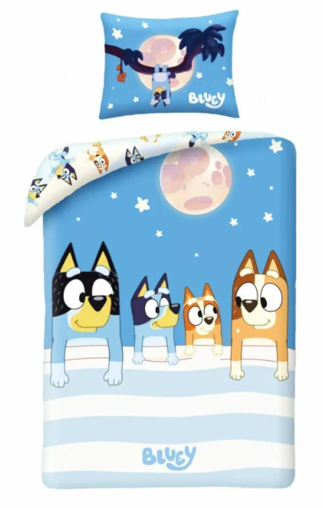 Bluey Dekbedovertrek 140 x 200 cm - Moon, Kinderen en Baby's, Kinderkamer | Beddengoed, Nieuw, Dekbedovertrek, Blauw, Jongetje of Meisje