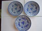 3 antiek  blauw-wit japanse borden (dessert), Antiek en Kunst, Ophalen of Verzenden