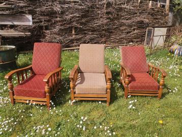 Vintage Trois fauteuils. Drie originele omkeerbare zetels beschikbaar voor biedingen