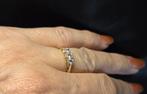 Gouden Vintage aanschuif ring diamanten Ca: 0.26 ct.2025/677, Verzenden, Zo goed als nieuw, 17 tot 18, Met edelsteen