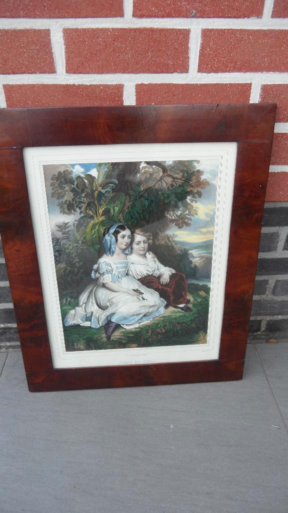 Chromolithographie 1845 « frère et soeur », Antiquités & Art, Art | Peinture | Classique, Enlèvement