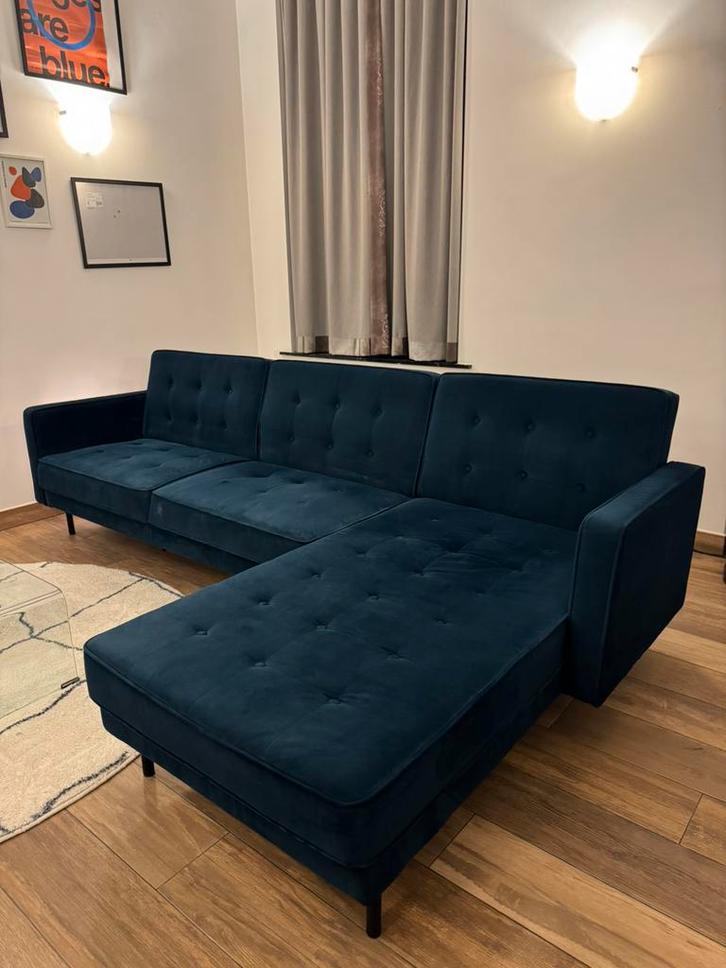 Canapé lit d’angle, Bleu nuit, 4-6 places, Maison & Meubles, Canapés | Sofas & Chaises Longues, Utilisé, Quatre personnes ou plus