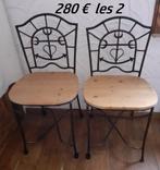 2 chaise en fer forgé , croix Camargue, Maison & Meubles, Comme neuf, Enlèvement ou Envoi, Deux, Métal
