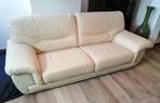 Capdevielle ecru leder salon. 2 en 3 zit, Huis en Inrichting, Ophalen, Gebruikt, Rechte bank, Leer