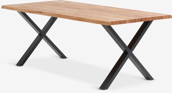 NEUF ! Grande table 200cm chêne massif et acier + 6 chaises, Maison & Meubles, Salles à manger complètes, Comme neuf, 6 à 8 chaises