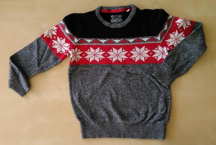 Klassieke grijs/rode kersttrui, maat 122/128, Kinderen en Baby's, Kinderkleding | Maat 122, Zo goed als nieuw, Jongen, Trui of Vest