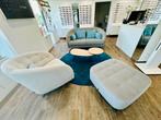 1 bank + 1 fauteuil + 1 stoffen voetenbank, Huis en Inrichting, Ophalen, Zo goed als nieuw, Stof
